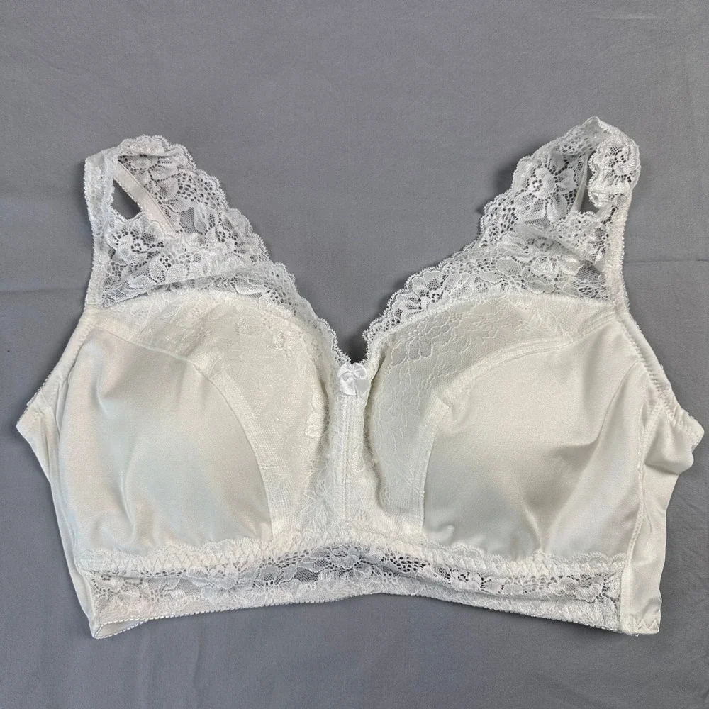 Rhonda Shear Lace Bra 3X White Comfort Support Wireless Stretch Everyday‎ HSN